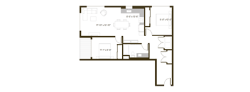A black and white image of a floor plan for a house.
