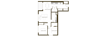 A floor plan of a house with dimensions of each room.