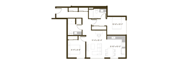 A black and white image of a floor plan for a house.
