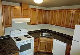 a kitchen with a stove and a sink
