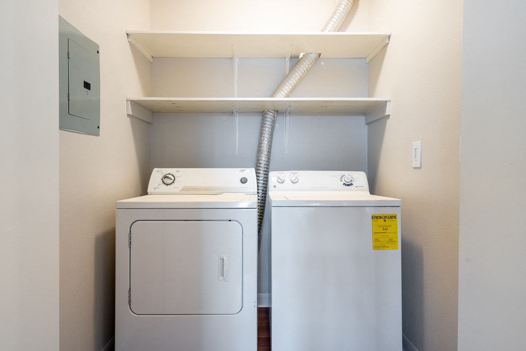 a washer and dryer in a laundry room