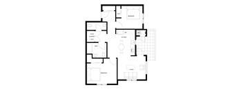 A black and white image of a floor plan for a house.