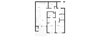 A black and white floor plan of a house with labeled rooms.