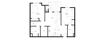 A black and white floor plan of a house with labeled rooms.