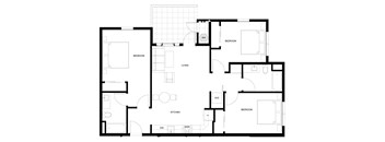 A black and white image of a house floor plan.