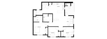 A black and white floor plan of a house with labeled rooms.