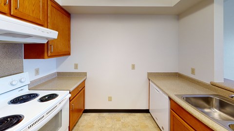 a kitchen with a stove and a sink