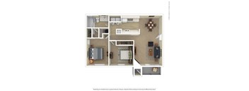 A floor plan of a house with a living room, kitchen, and bedrooms.