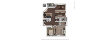 A floor plan of a house with a living room, dining room, kitchen, and two bedrooms.