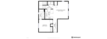 a floor plan of a house with a bedroom and a living room