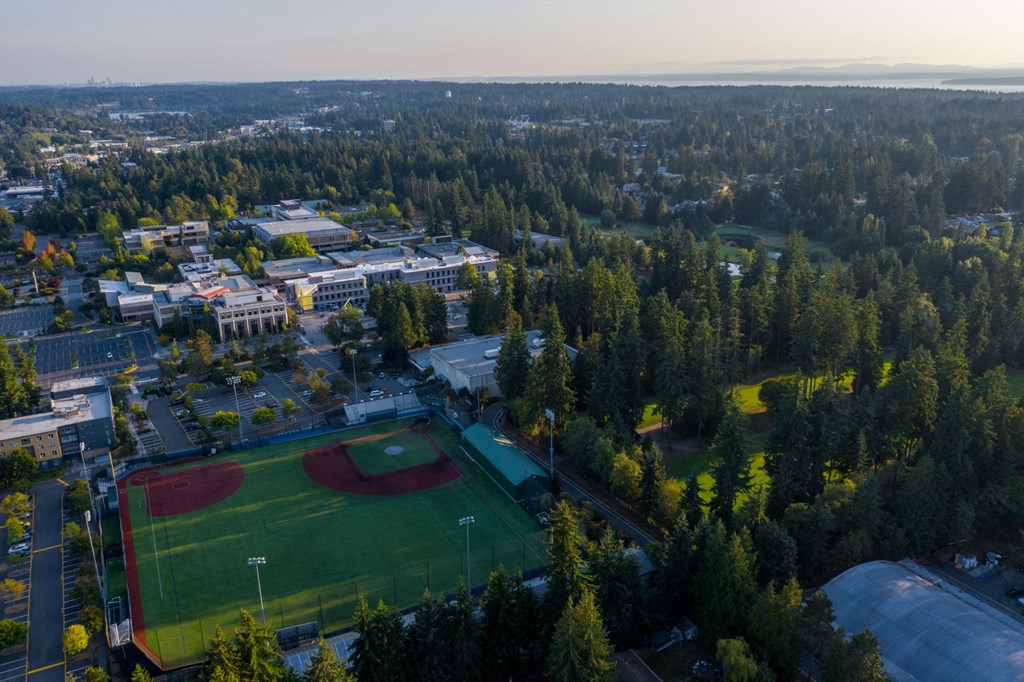 a view of the campus from the air