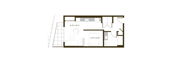 A floor plan of a room with dimensions and furniture layout.