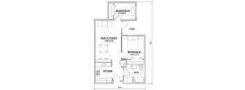 2 Bed, 1 Bath B6