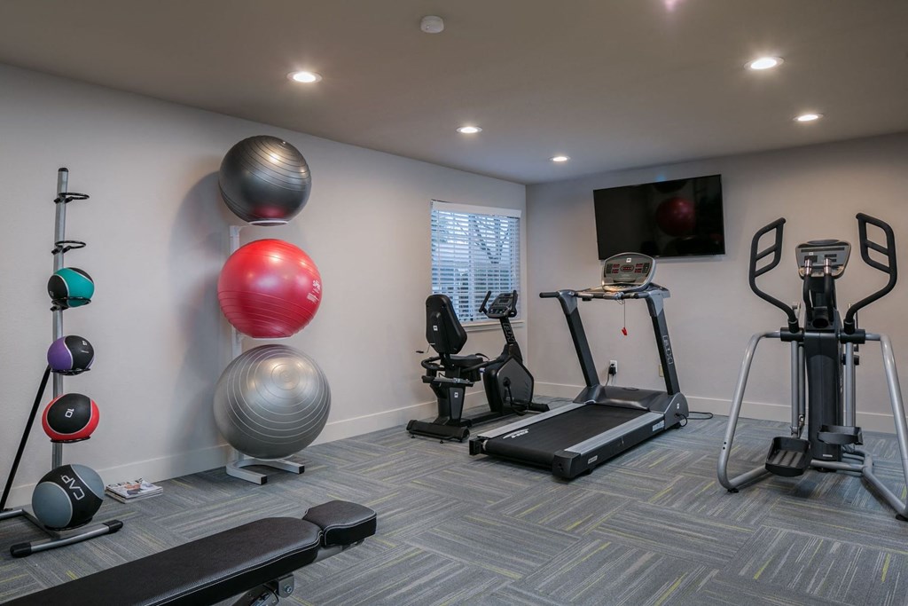 the gym at the flats at big tex apartments