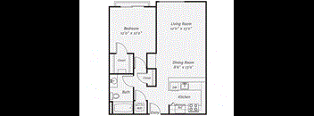 a floor plan of a living room and a dining room