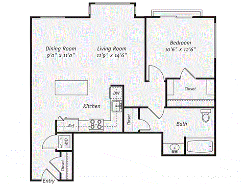 a floor plan of a house with a bedroom and a living room