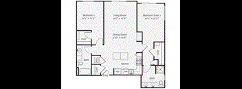 a floor plan of a living room and a dining room