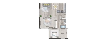 2 Bed, 1 Bath B1