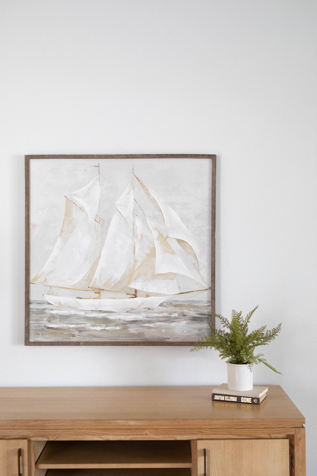 a painting of a sailboat with white sails