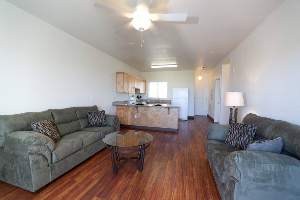 a living room with a couch and a coffee table