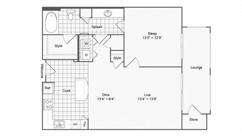 A3 Floor Plan at The Brookhaven Collection, Atlanta, GA, 30329