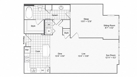 A3-2 Floor Plan at The Brookhaven Collection, Atlanta, 30329