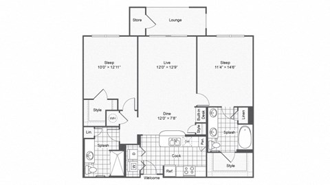 b1 Floor Plan at The Brookhaven Collection, Georgia
