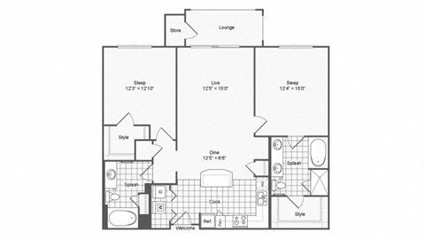 B2 Floor Plan at The Brookhaven Collection, Georgia, 30329