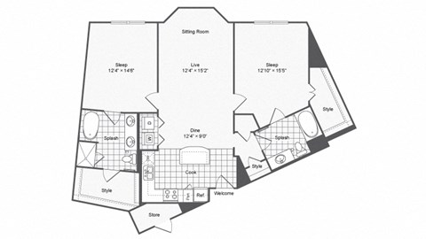 B4 Floor Plan at The Brookhaven Collection, Atlanta, 30329