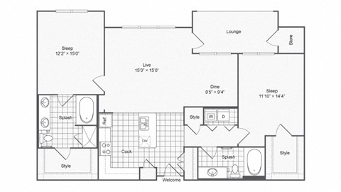 B3 Floor Plan at The Brookhaven Collection, Atlanta, GA