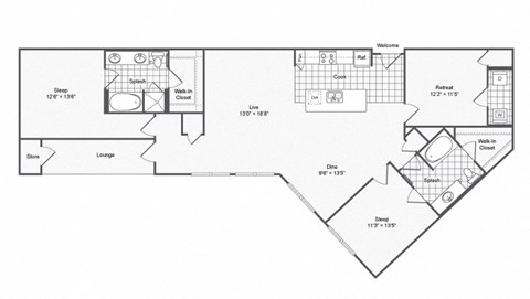 B6 Floor Plan at The Brookhaven Collection, Georgia, 30329