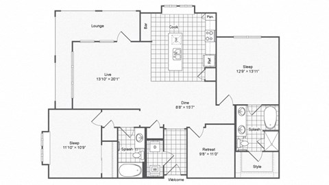 B5-1 Floor Plan at The Brookhaven Collection, Atlanta
