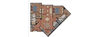 2 Bed 2 Bath Floor Plan at Park Place, Oviedo, FL, 32765