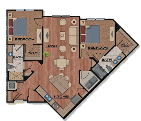 2 Bed 2 Bath Floor Plan at Park Place, Oviedo, FL, 32765