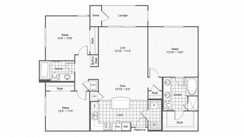 c1 Floor Plan at The Brookhaven Collection, Atlanta