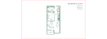 The Baxter floorpan 1 Bedroom 1 Bath 792 square feet at The Baxter Apartments, Los Angeles, CA, 90028