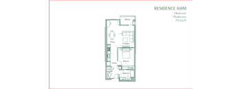 The Baxter floorpan 1 Bedroom 1 Bath 773 square feet at The Baxter Apartments, Los Angeles, CA, 90028