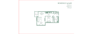 The Baxter floorpan 1 Bedroom 1 Bath 817 square feet at The Baxter Apartments, Los Angeles