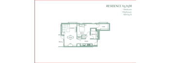 The Baxter floorpan 1 Bedroom 1 Bath 834 square feet at The Baxter Apartments, Los Angeles