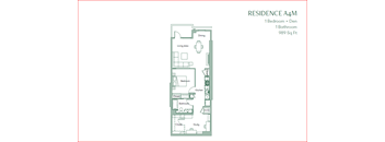 the residence 1 bedroom floor plan at The Baxter Apartments, Los Angeles