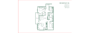 The Baxter floorpan 2 Bedroom 2 Bath 1224 square feet A at The Baxter Apartments, Los Angeles, CA