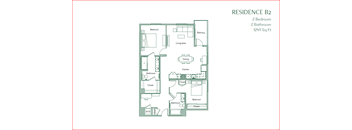 The Baxter floorpan 2 Bedroom 2 Bath 1249 square feet at The Baxter Apartments, Los Angeles