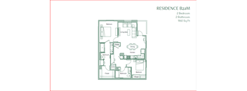 The Baxter floorpan 2 Bedroom 2 Bath 1160 square feet at The Baxter Apartments, California, 90028
