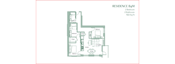 The Baxter floorpan 2 Bedroom 2 Bath 1122 square feet at The Baxter Apartments, California