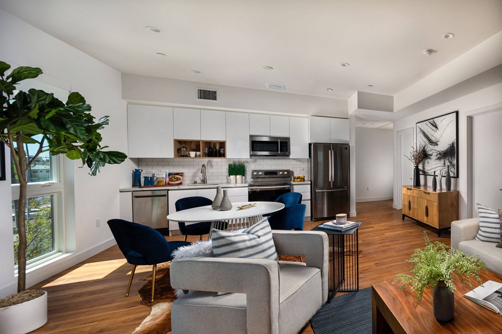 Living Room With Dining Area at Mariposa on 3rd, California