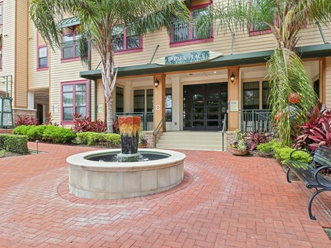 Fountain in the middle of a courtyard in front of a building  at Park Place, Oviedo, FL, 32765