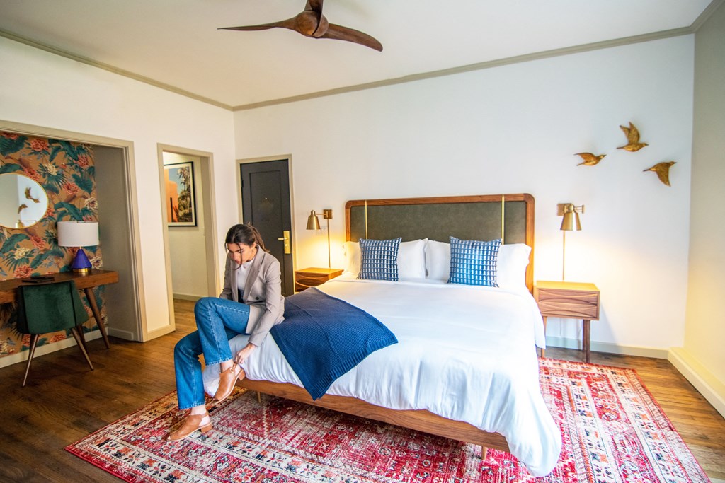 Bedroom With Adequate Storage at The James – Furnished Apartments, Los Angeles