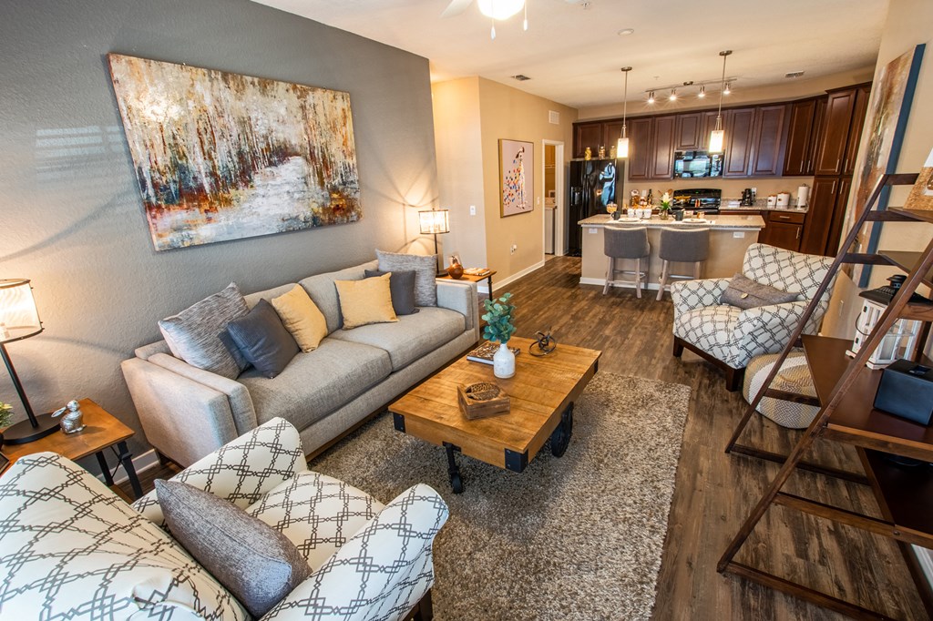 Living Room With Kitchen View at Park Place, Oviedo