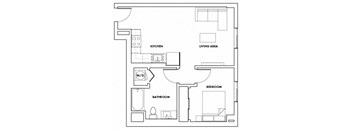 1BEDD-221F Floor Plan at Fedora Bliss LLC, Woodland Hills, 91367