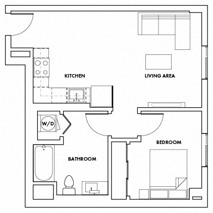 1BEDD-221F Floor Plan at Fedora Bliss LLC, Woodland Hills, 91367